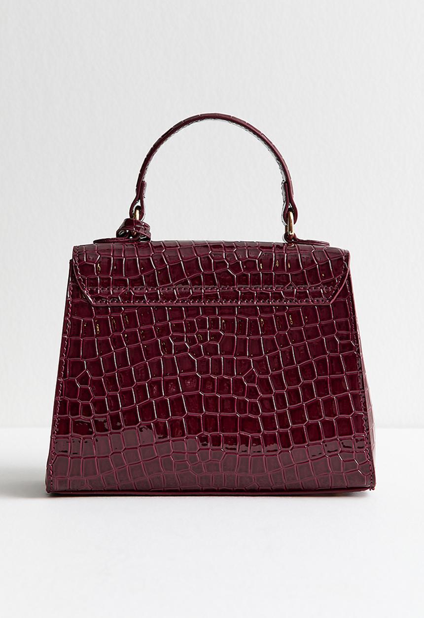 New Look - Midi Tyla croc top handle-burgundy - Red