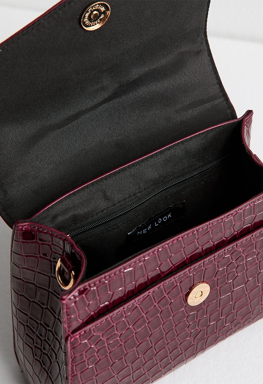 New Look - Midi Tyla croc top handle-burgundy - Red