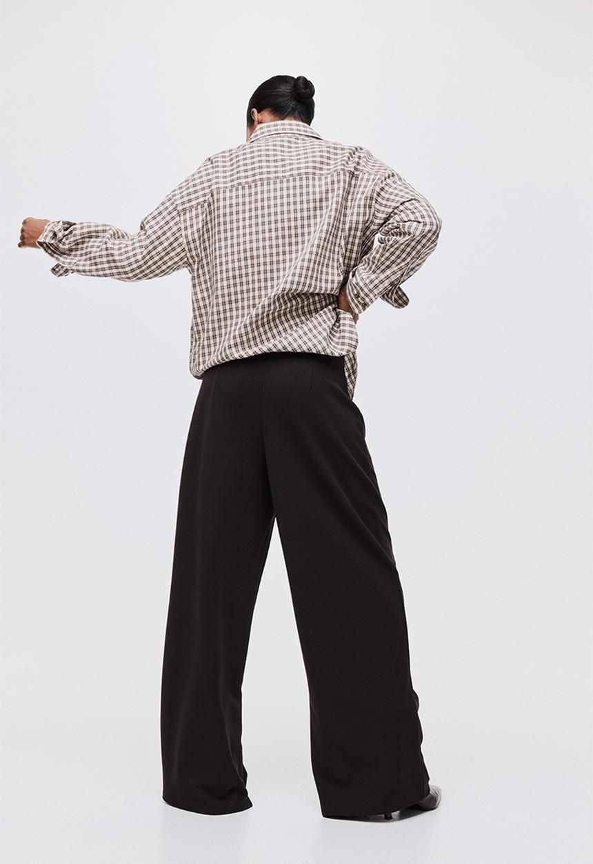 H&M - Wide jersey trousers - dark brown