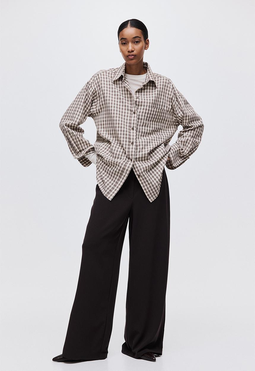 H&M - Wide jersey trousers - dark brown