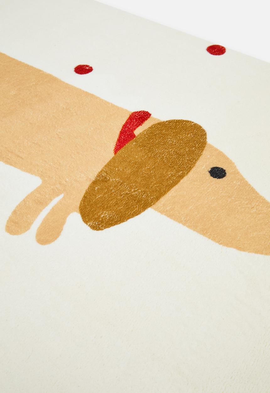Pop Candy - Brown daschund graphic rug - off white/brown spots