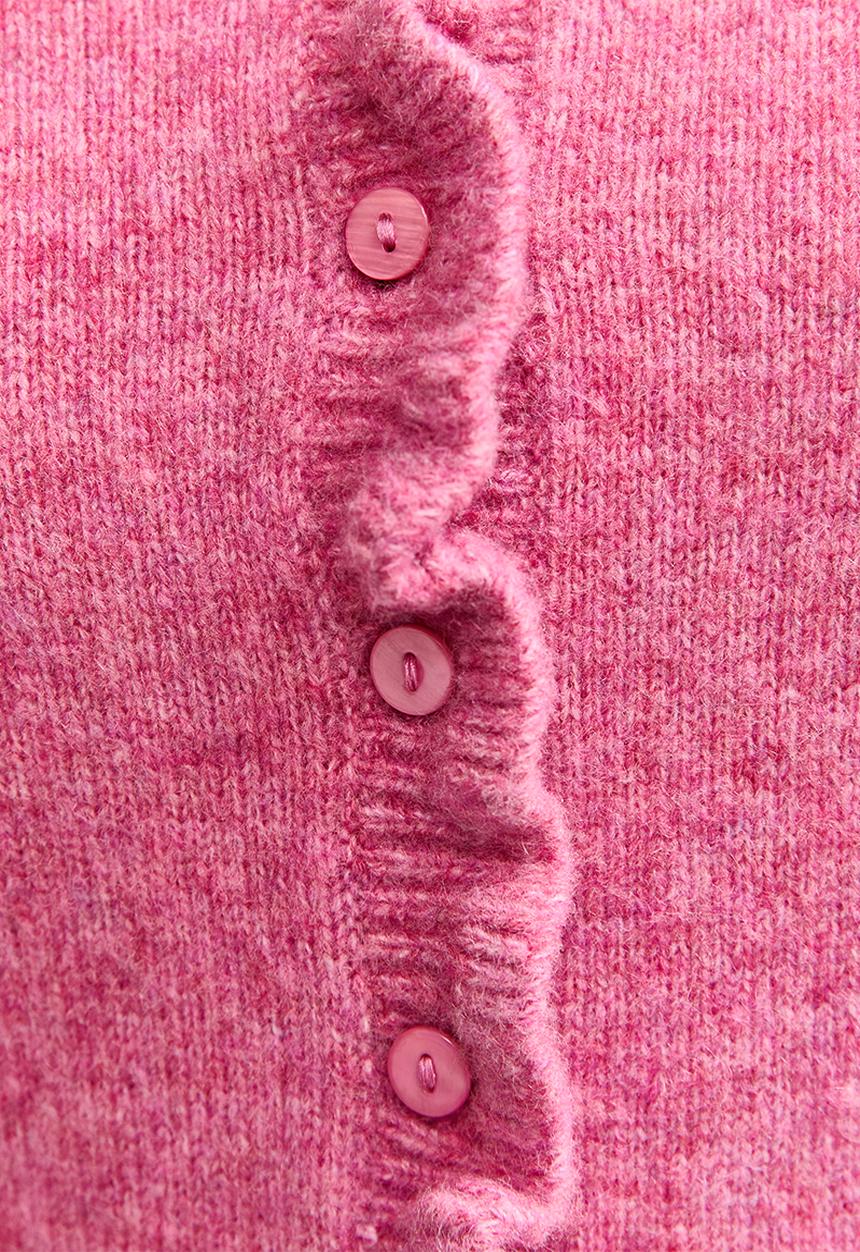 New Look - Ruffle cable knit cardigan - pink