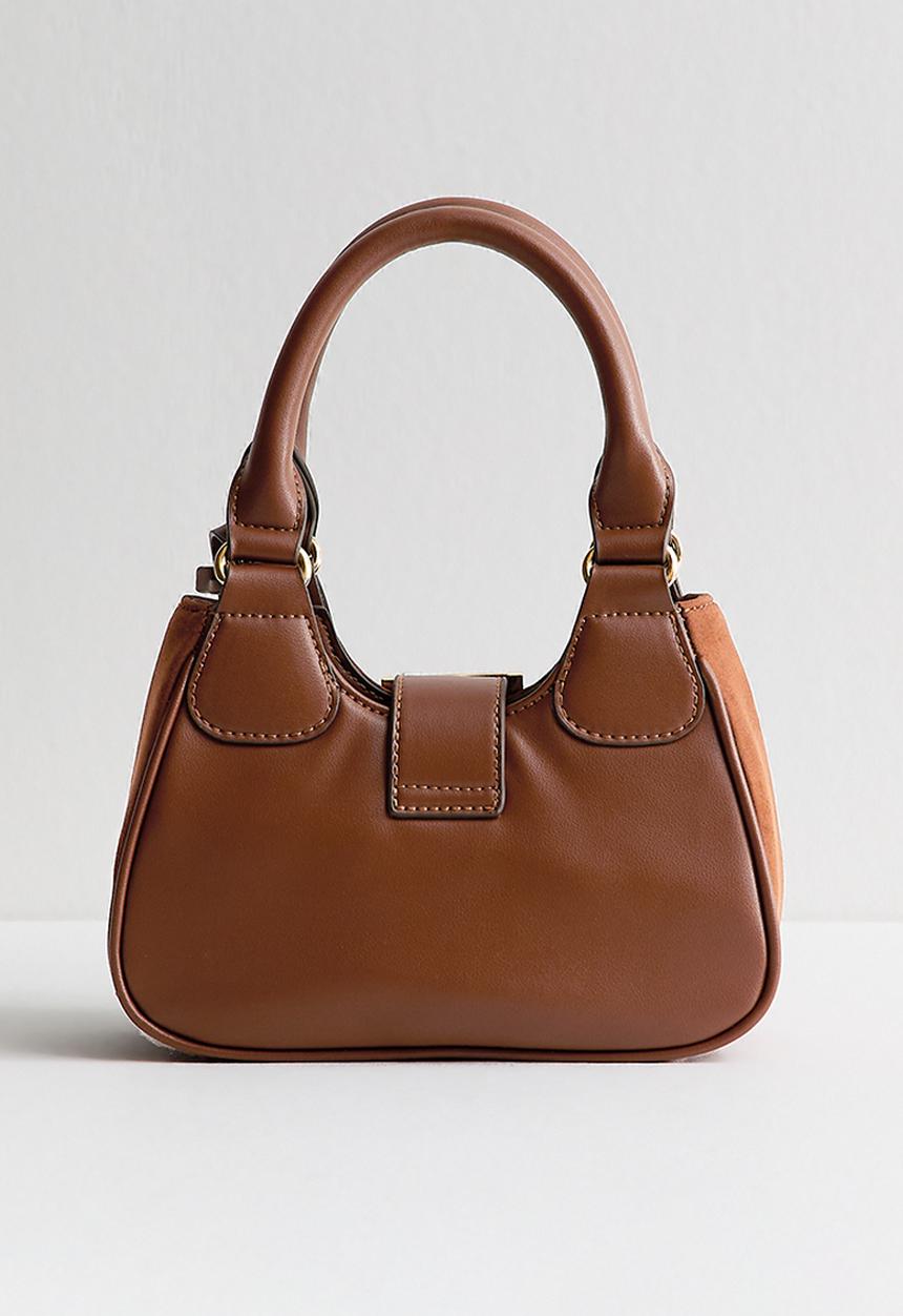 New Look - Pery suedette buckle shoulder bag-brown- Brown