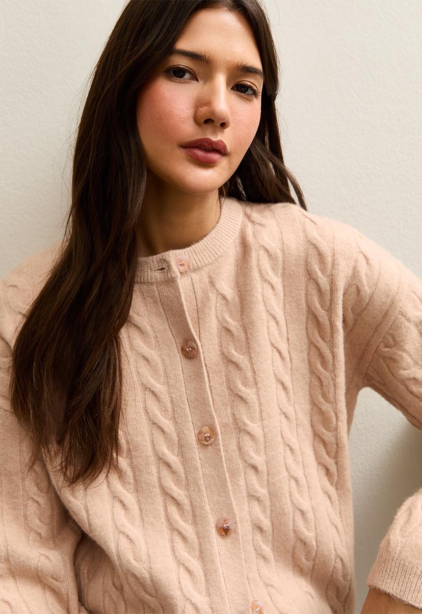 New Look - Cable cardigan - camel