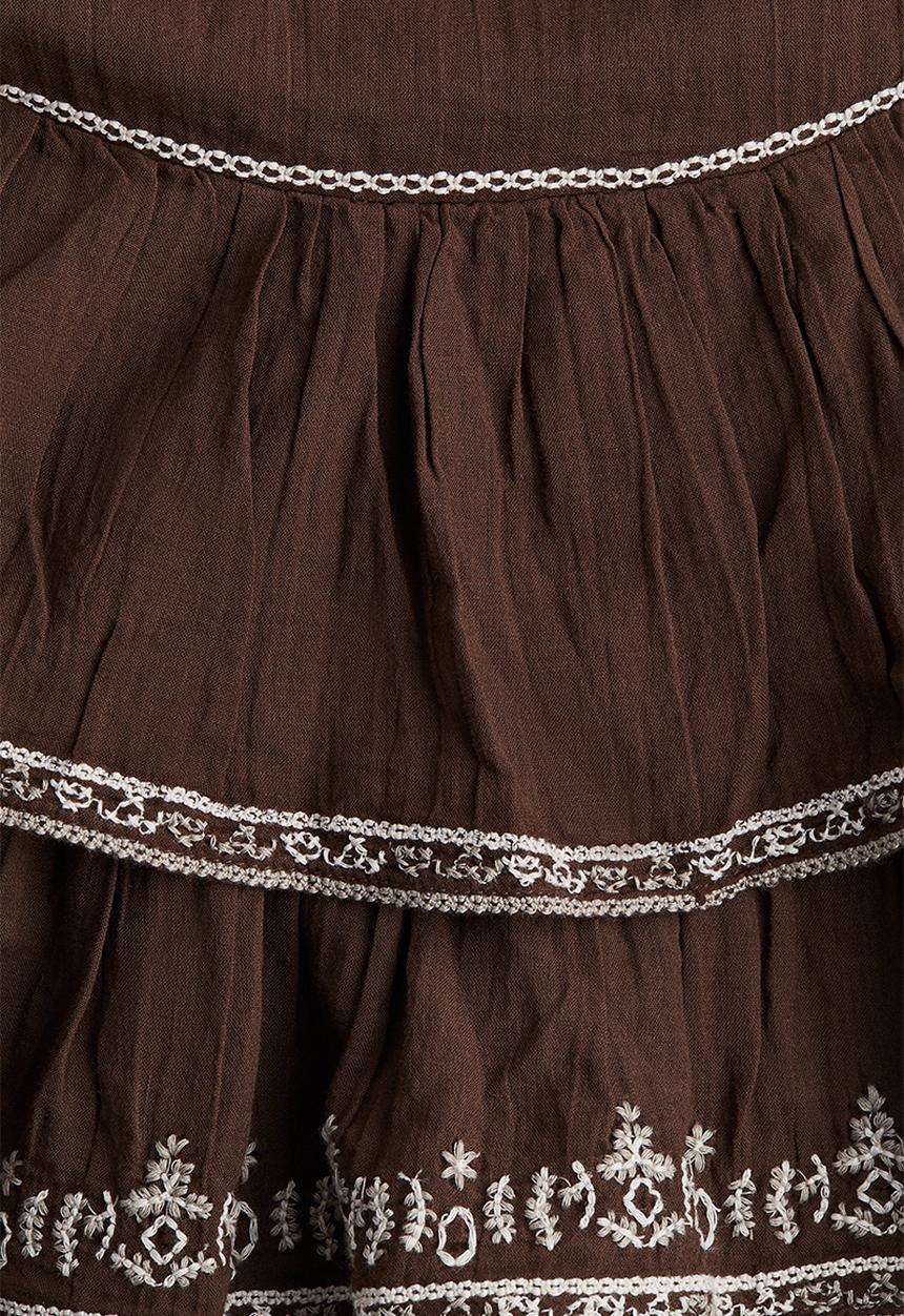 H&M - Embroidered cotton skirt - brown