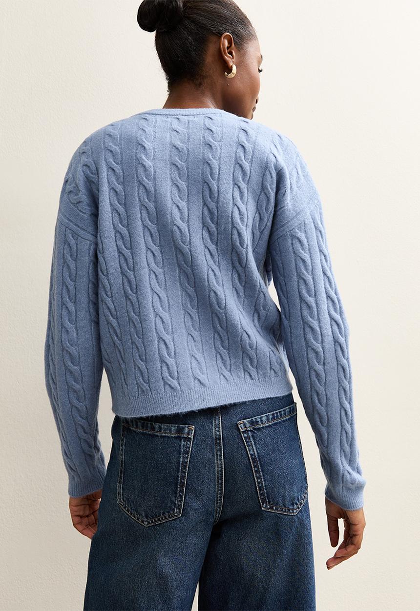 New Look - Cable cardigan - mid blue