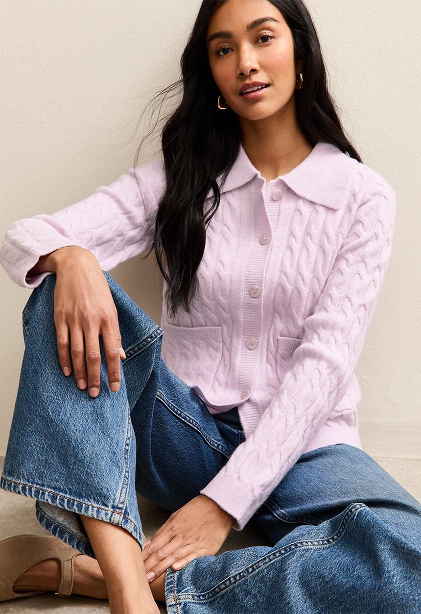 New Look - Ripley cable collar cardi - lilac