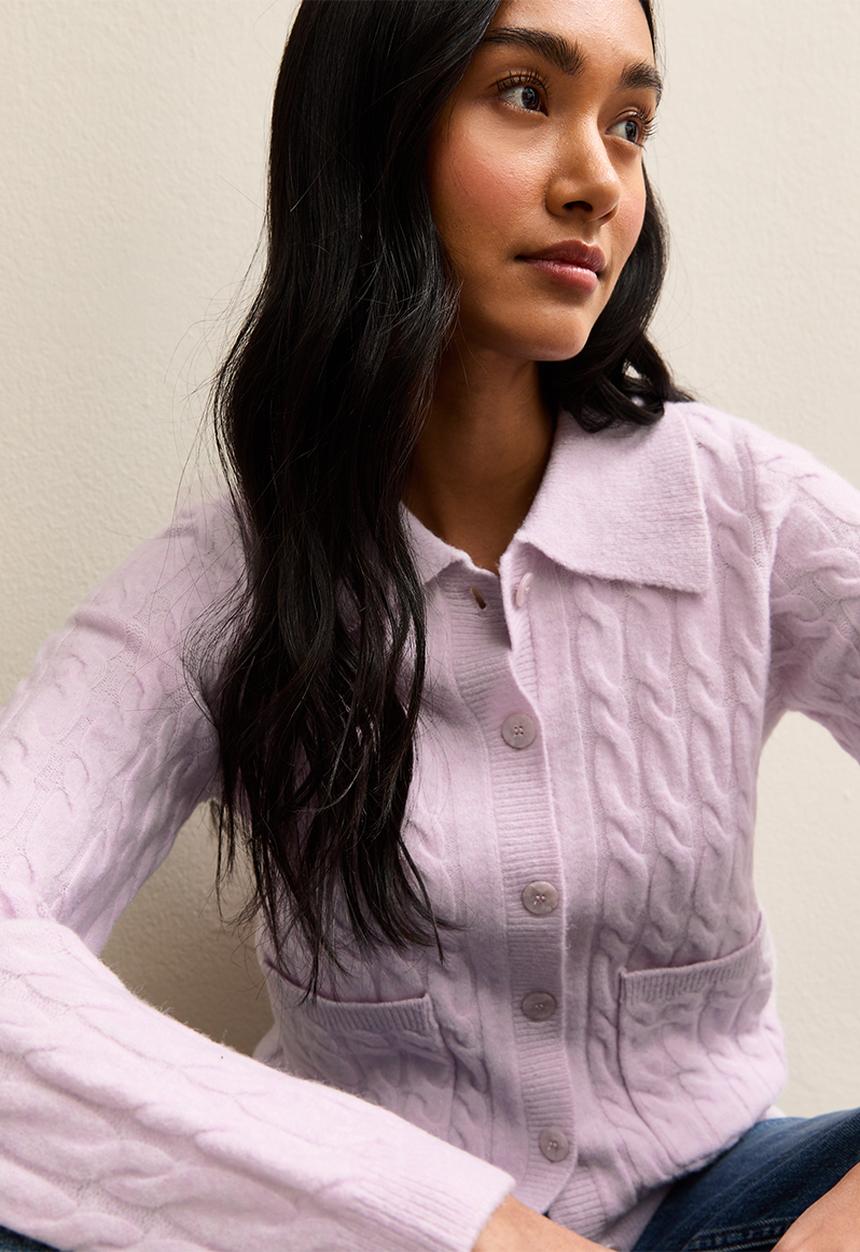 New Look - Ripley cable collar cardi - lilac