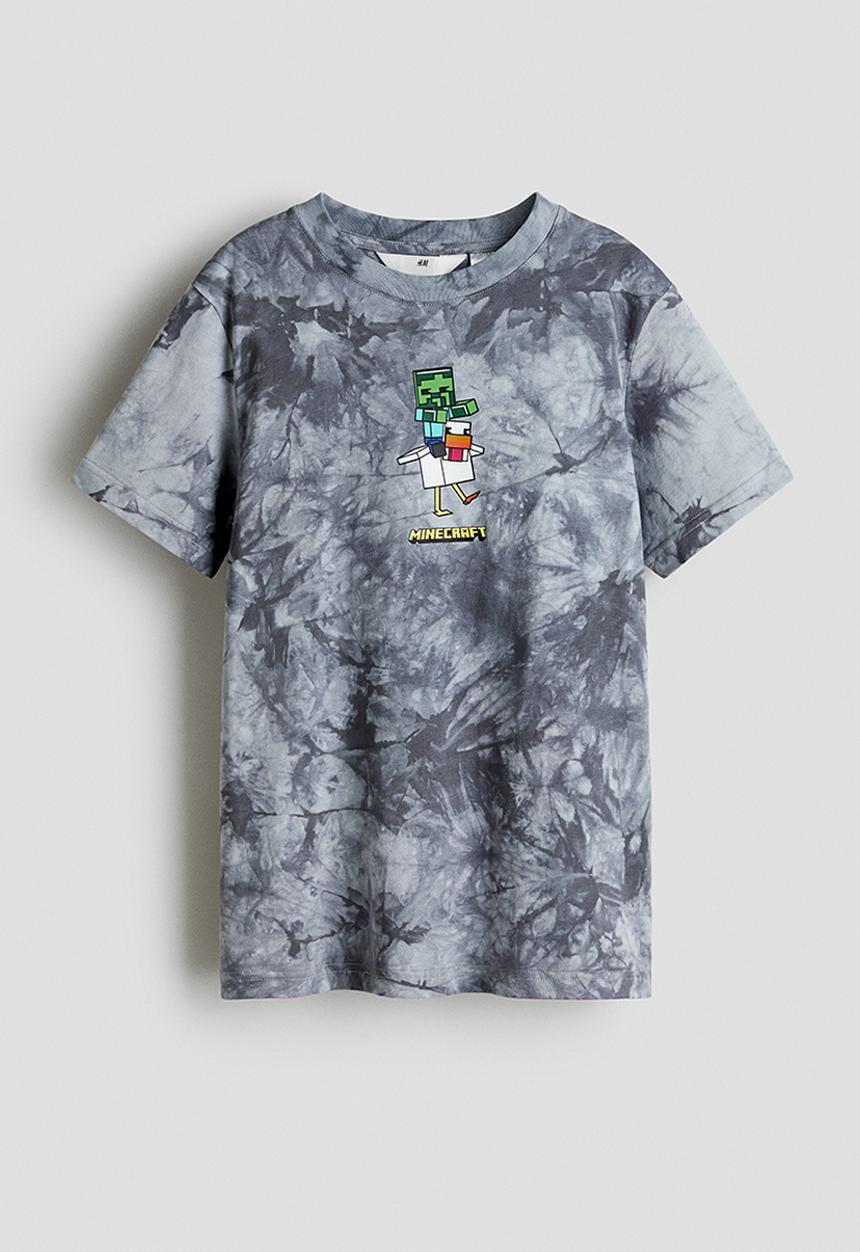 H&M - Printed T-shirt - grey/minecraft