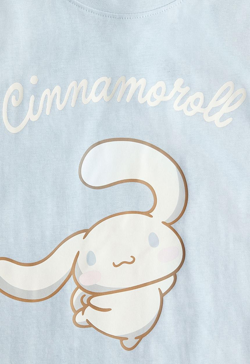 H&M - Loose-fit printed cotton T-shirt - light blue/cinnamoroll