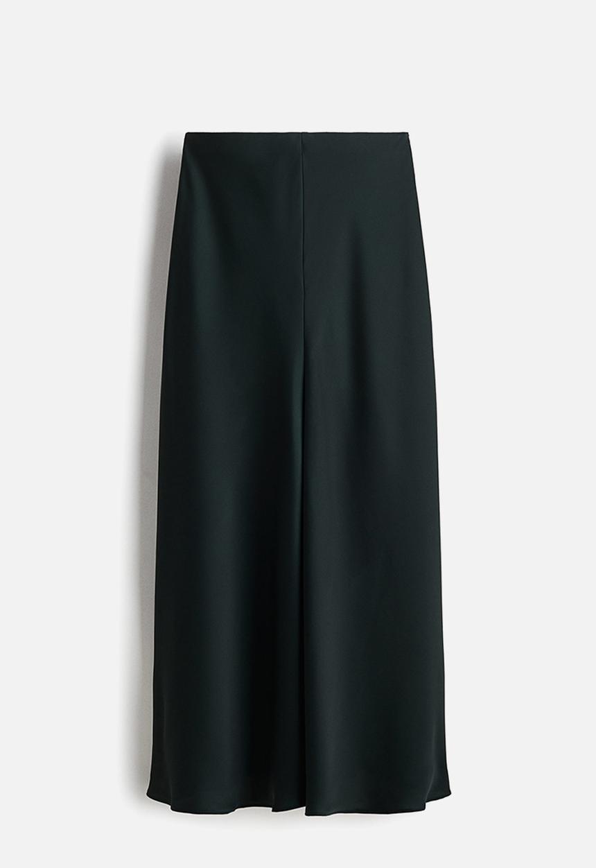 H&M - Satin maxi skirt - dark green