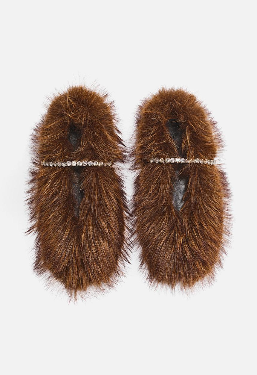 H&M - Embellished slippers - dark beige