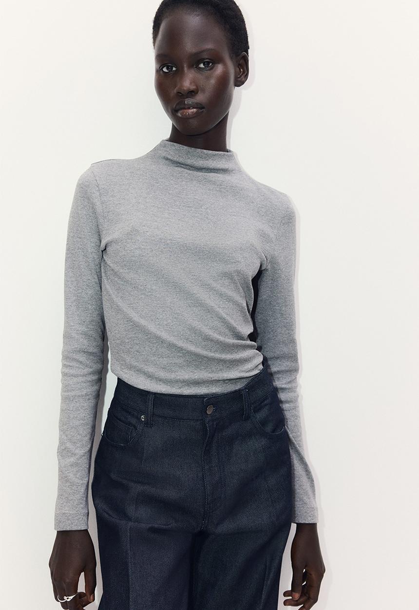 H&M - Turtleneck top - grey marl