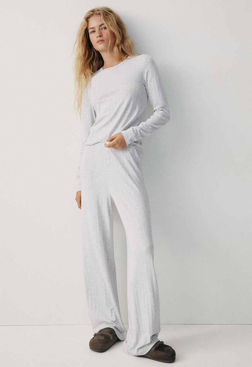 H&M - Pointelle jersey pyjamas - light grey marl