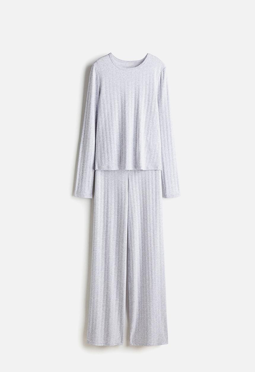 H&M - Pointelle jersey pyjamas - light grey marl