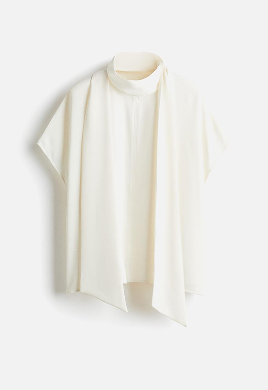 H&M - Scarf-collar blouse - white