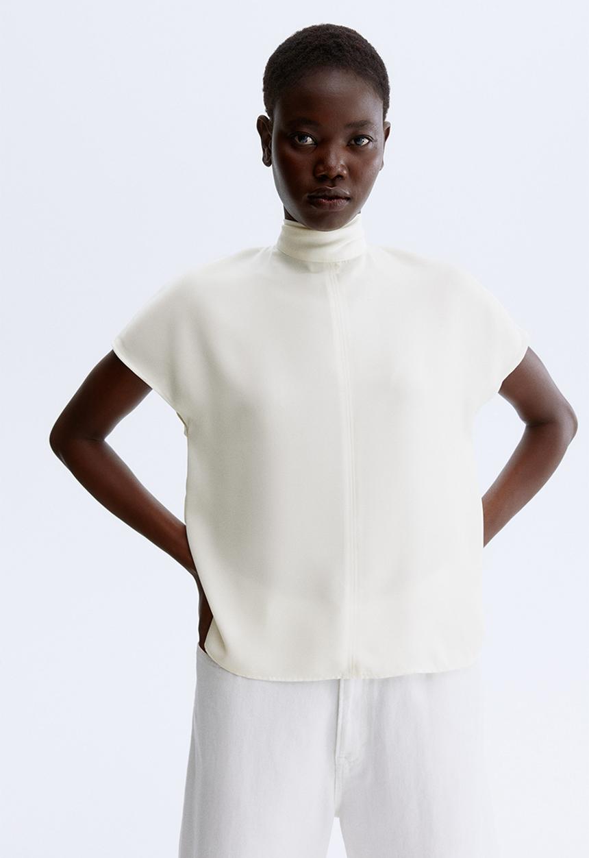 H&M - Scarf-collar blouse - white