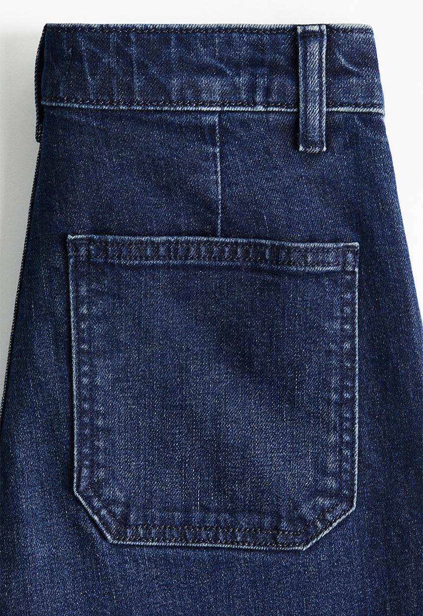 H&M - Wide high jeans - washed denim blue
