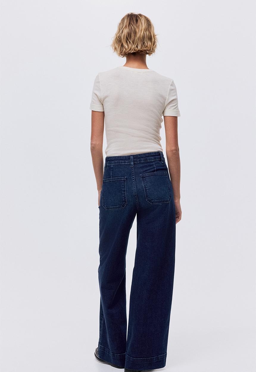 H&M - Wide high jeans - washed denim blue