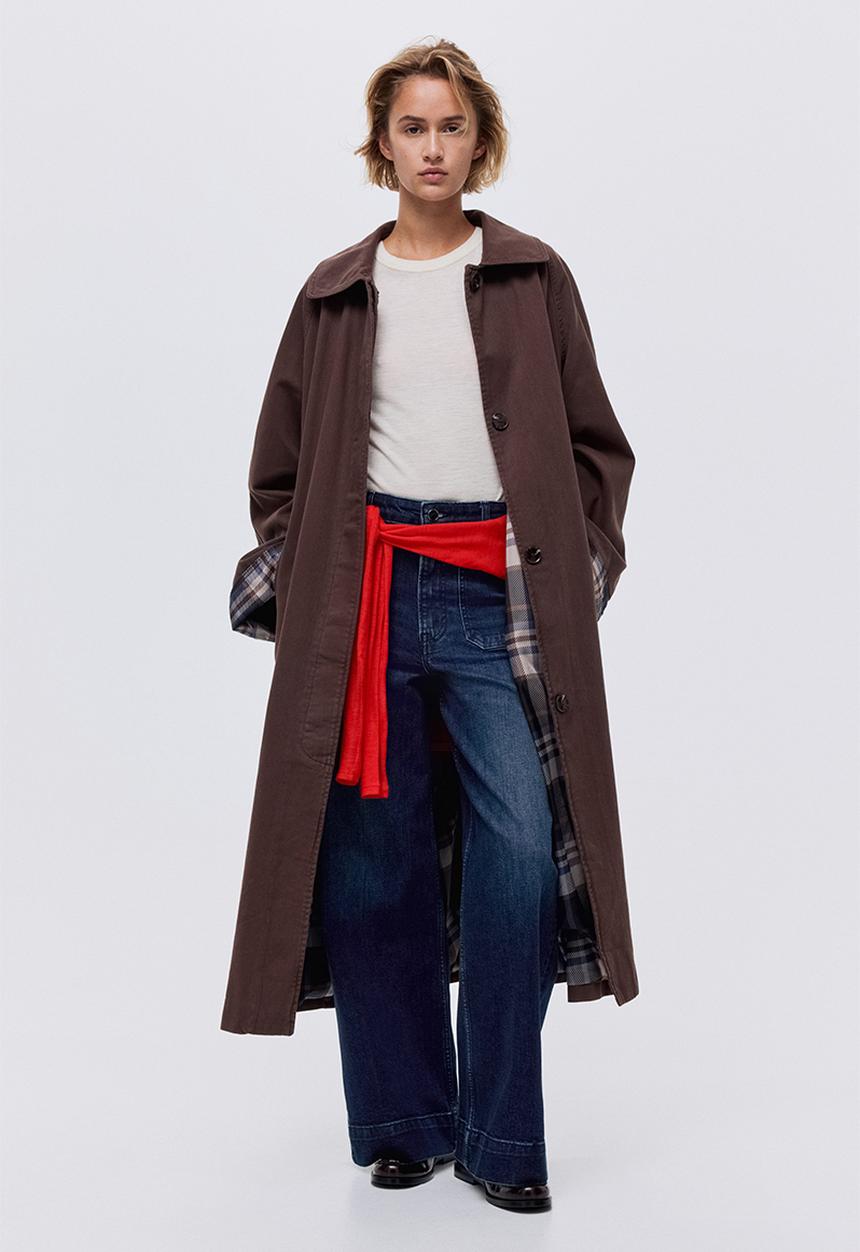 H&M - Wide high jeans - washed denim blue