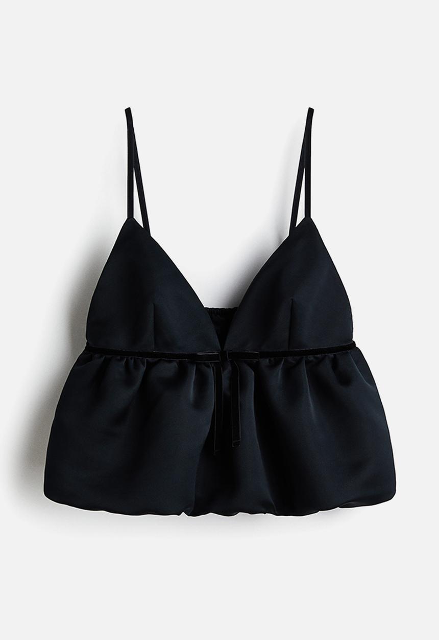 H&M - Bubble-hem strappy top - black