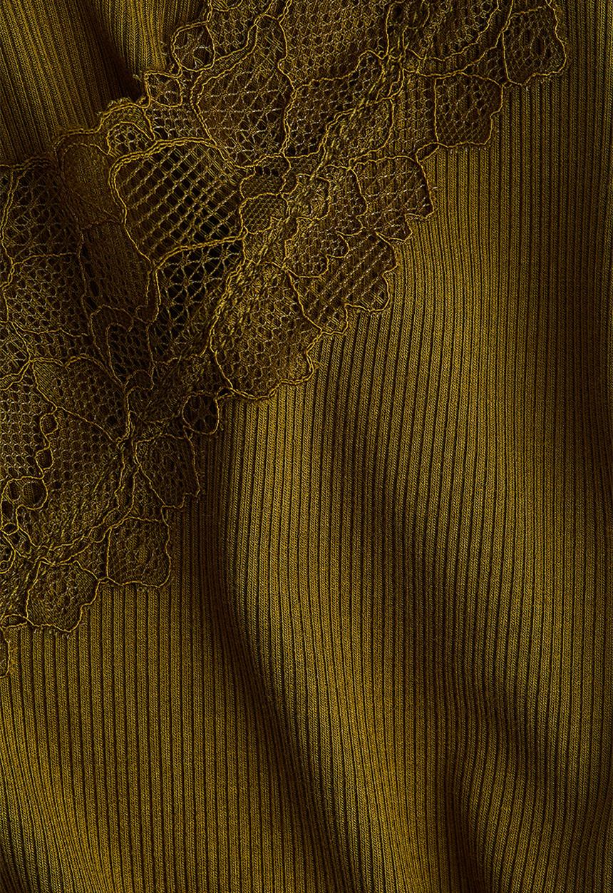 H&M - Lace-trimmed strappy top - golden olive