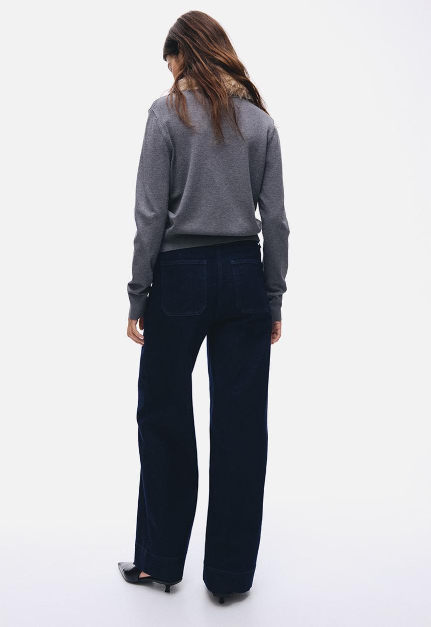 H&M - Wide high jeans - dark denim blue