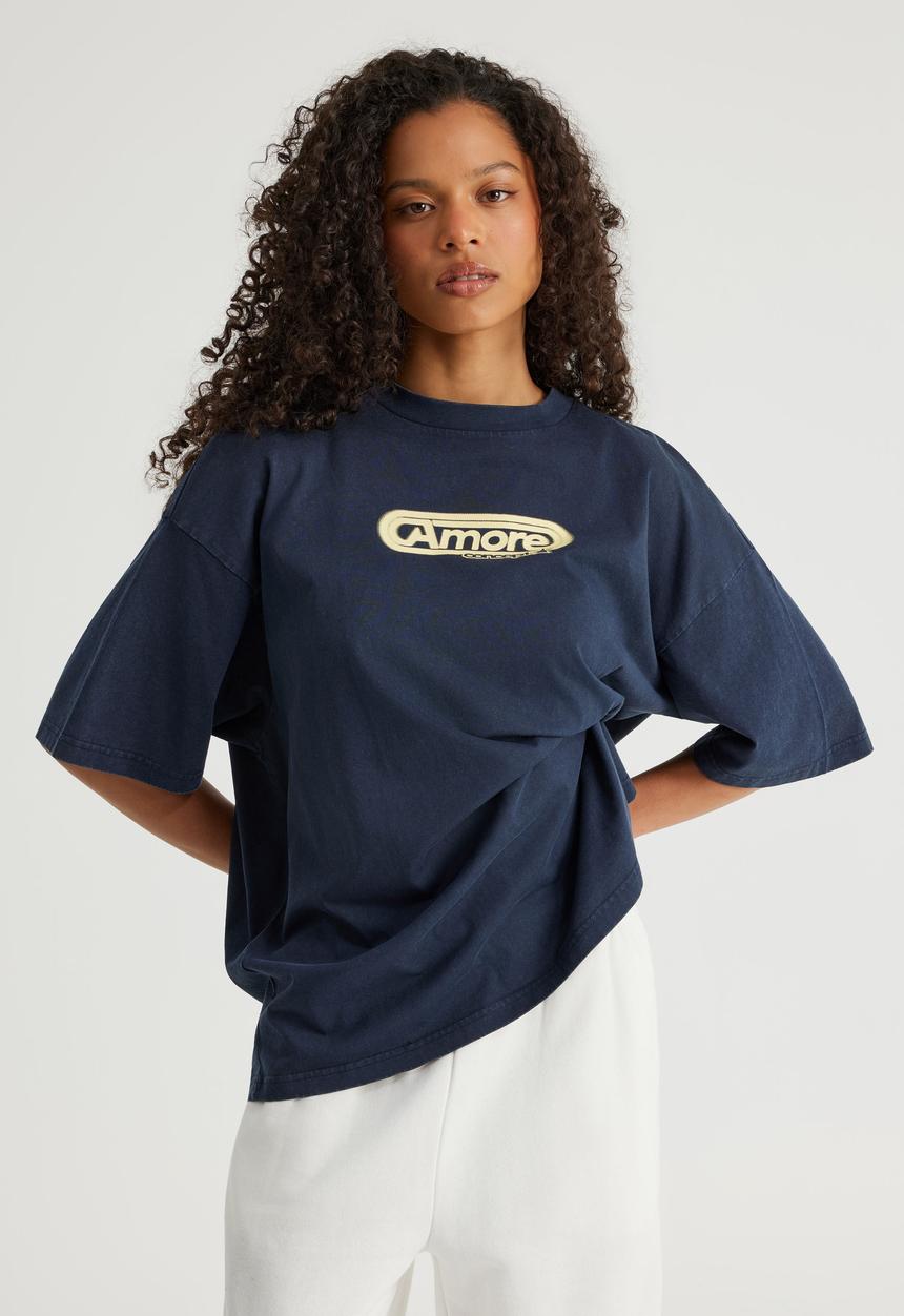 Factorie - Oversized Graphic Tee - Washed Navy Blazer/Amore Star
