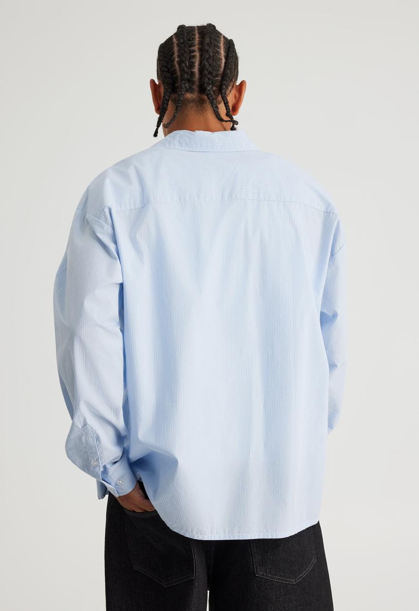 Factorie - Authentics Long Sleeve Shirt - Authentics Pale Blue Pinstripe