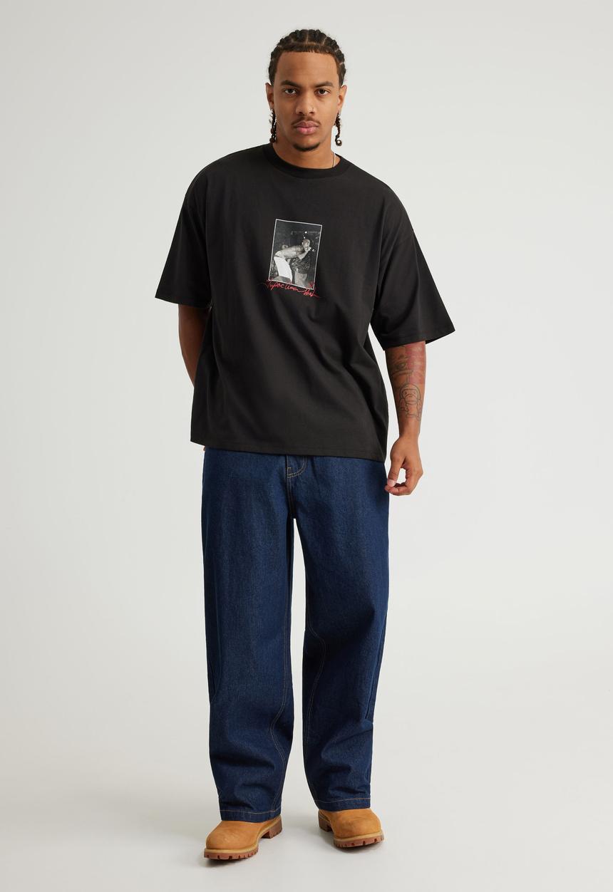 Factorie - Box Fit Music Merch T-shirt - Lcn Bra Black/Tupac Shakur Signature