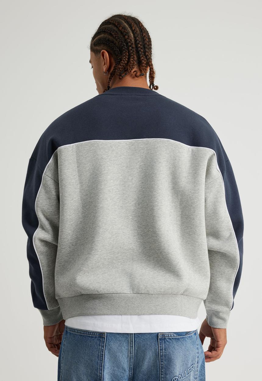 Factorie - Half Half Crew - Hh Grey Marle/Seal Panel