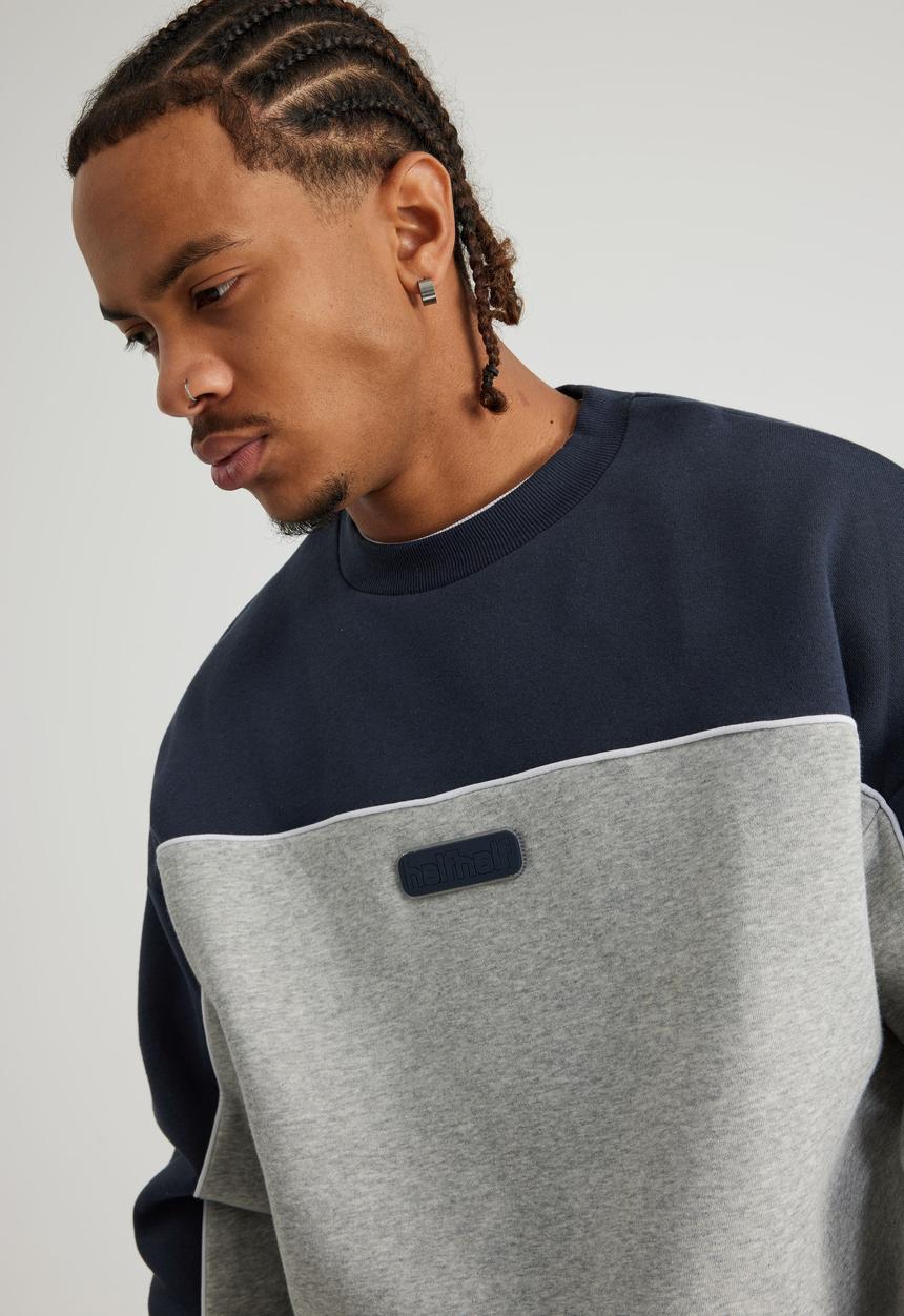 Factorie - Half Half Crew - Hh Grey Marle/Seal Panel