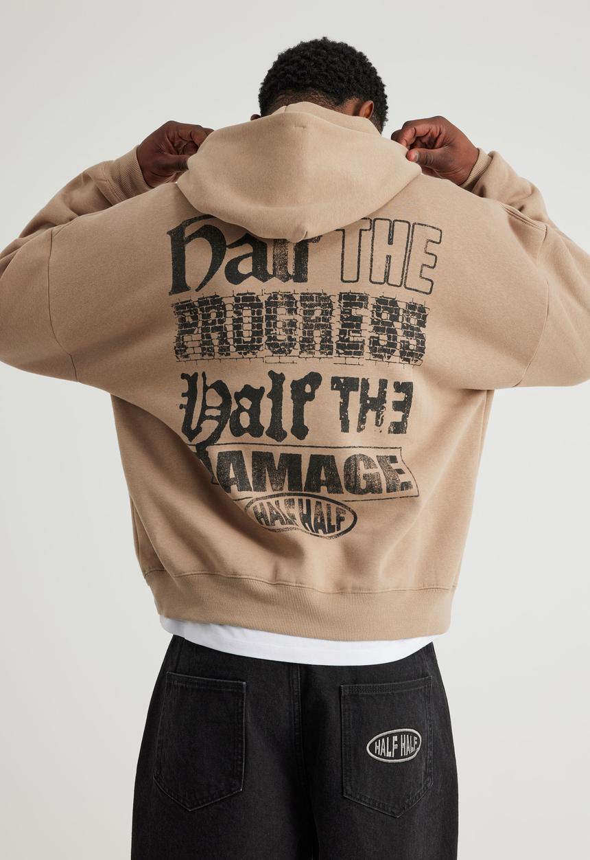 Factorie - Half Half Hoodie - Hh Crema/Damage