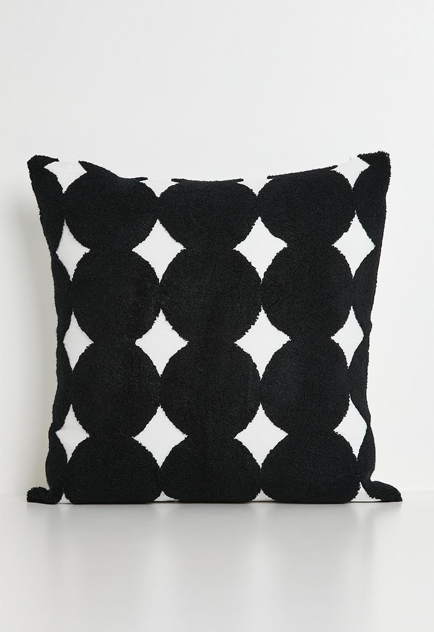 Pop Candy - Tufted geometric polka dot cushion cover - black/white