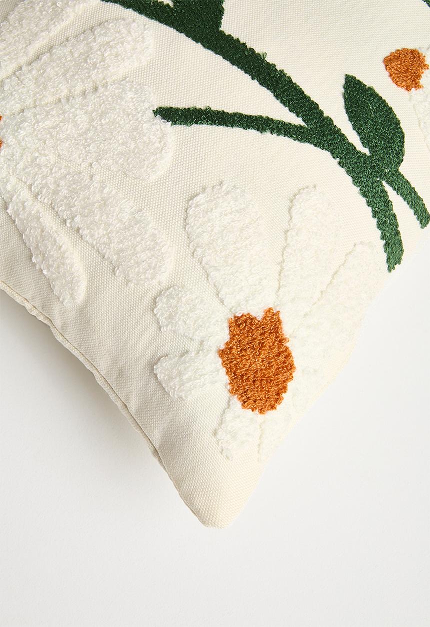 Pop Candy - Floral towelling cushion - cream
