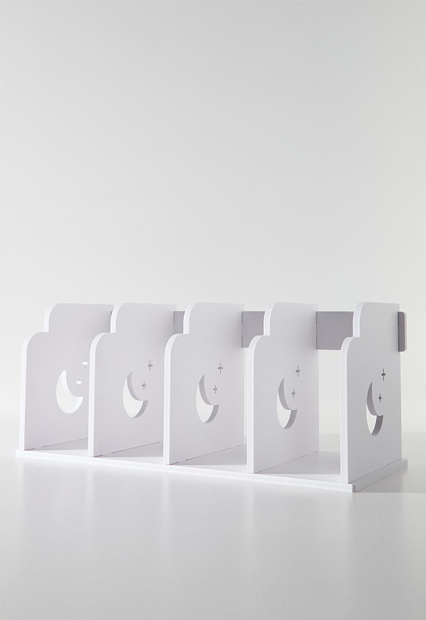 Pop Candy - Moon carved book shelf - white