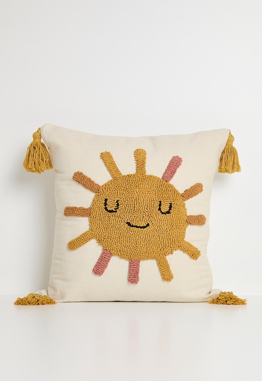 Pop Candy - Tufted sun placement cushion cover - off white/mustard