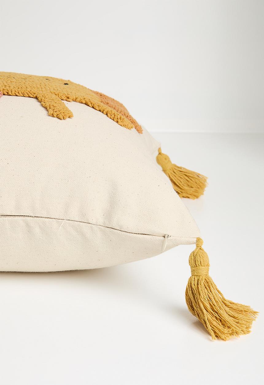 Pop Candy - Tufted sun placement cushion cover - off white/mustard