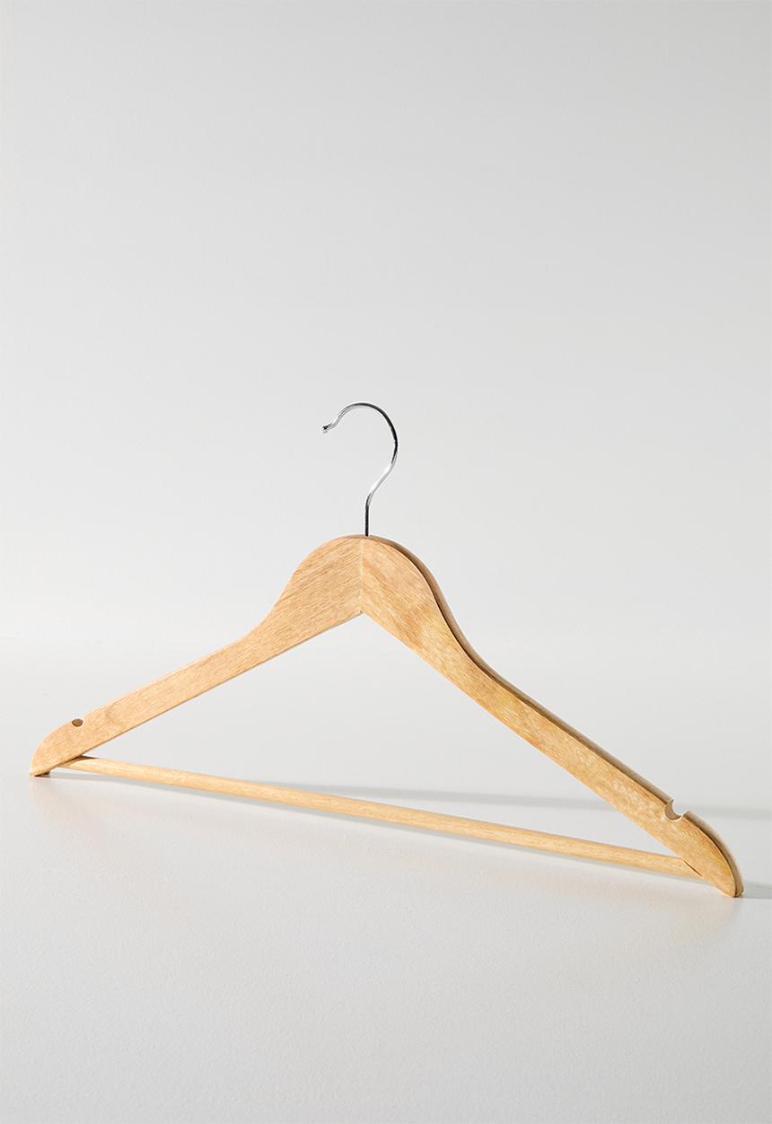Bathroom Solutions - Basic wood clothes hanger set of 6 - natural