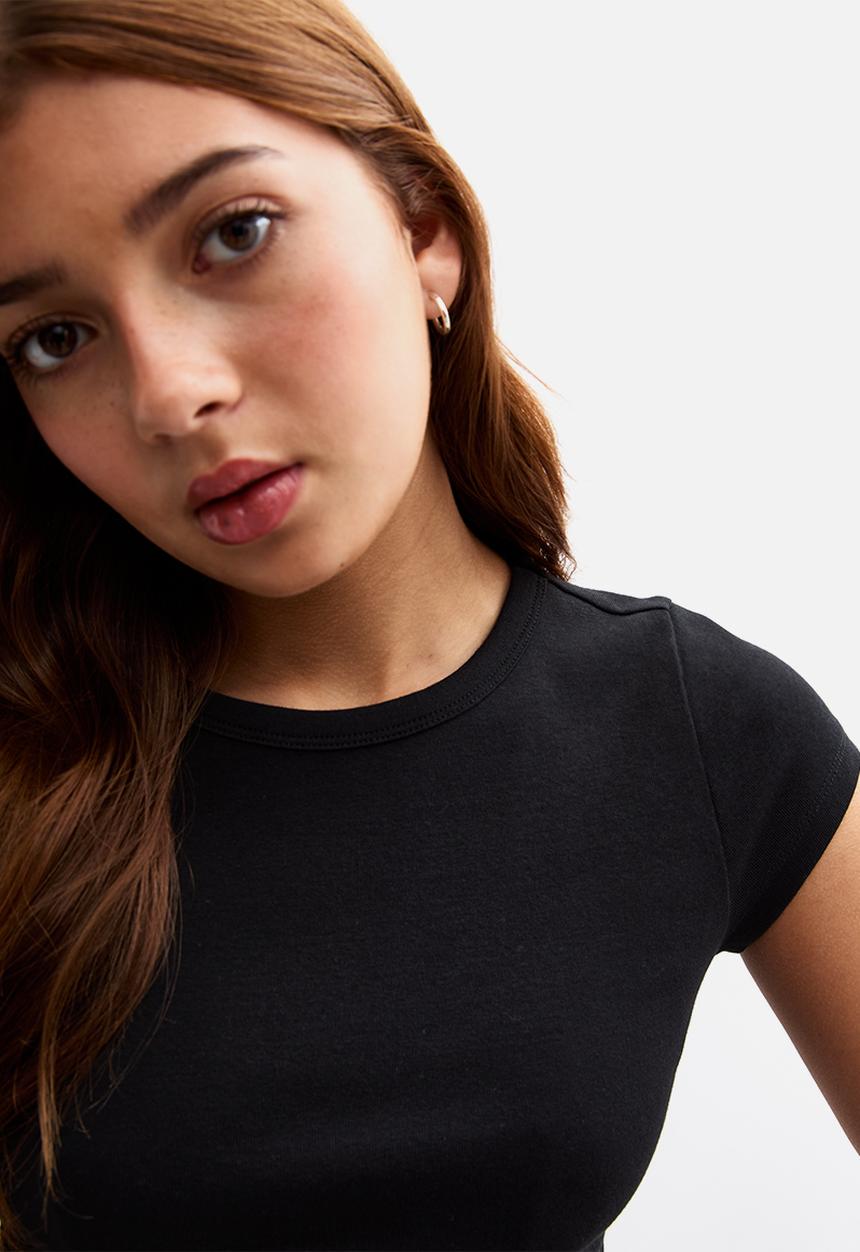 New Look - Cap slv baby tee - black