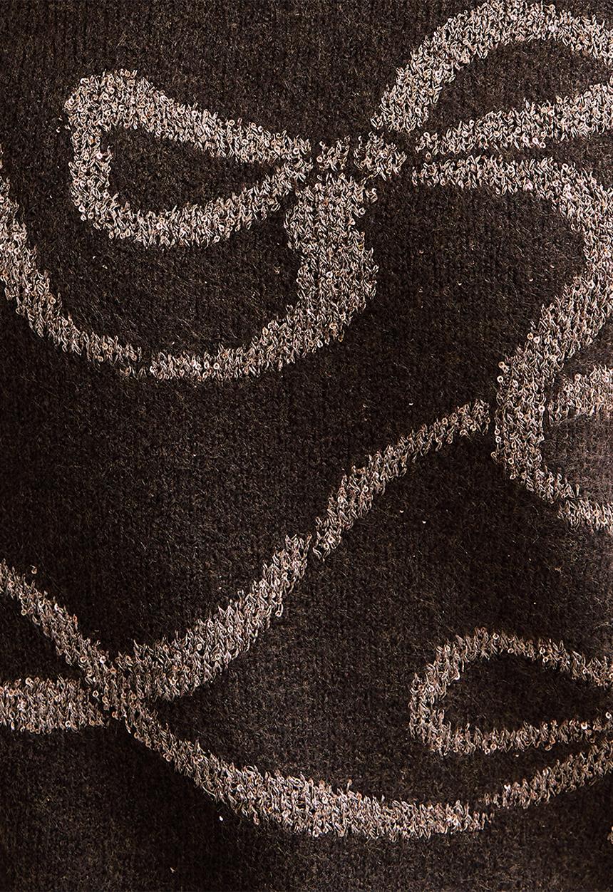 New Look - Sequin Bow Jumper - brown