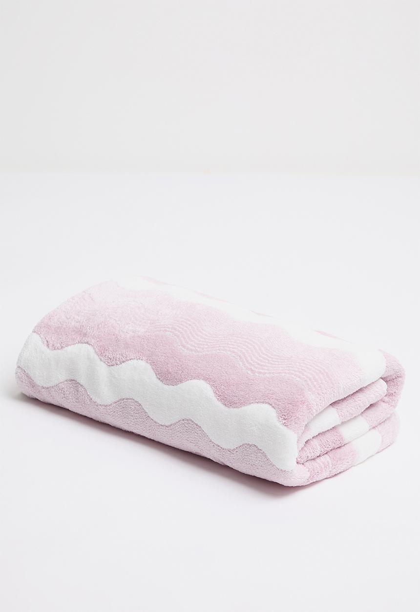 Pop Candy - Wave-patterned towel - pink/white