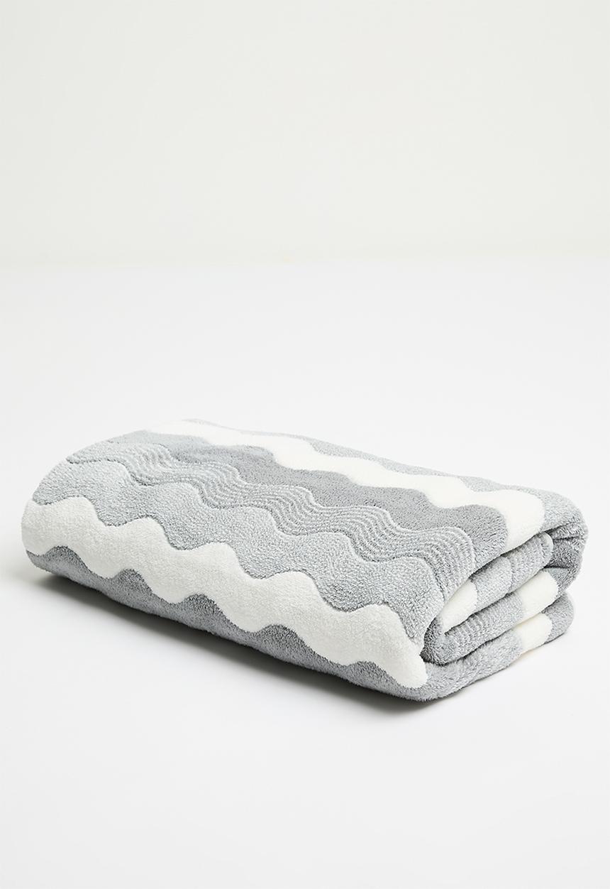 Pop Candy - Wave-patterned towel - grey/white
