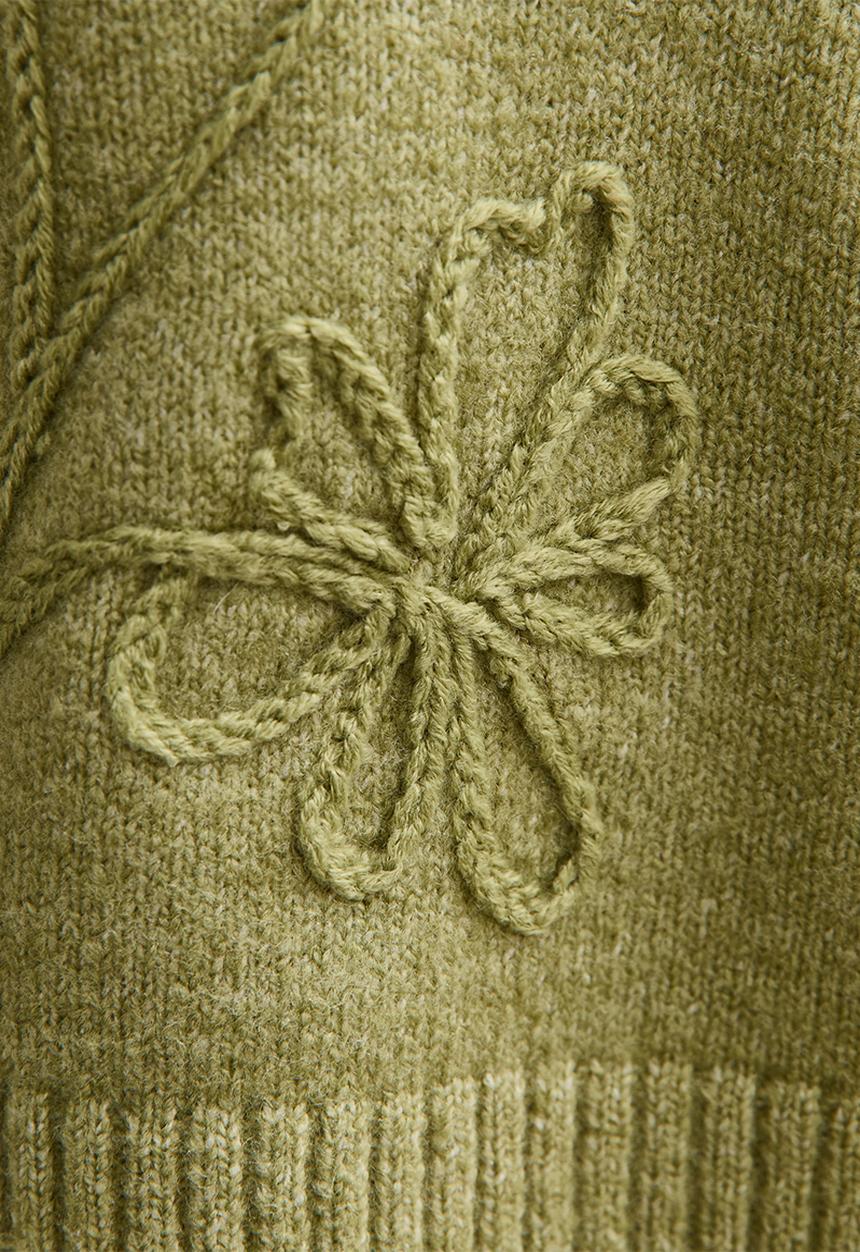 New Look - Floral chan jumper - green