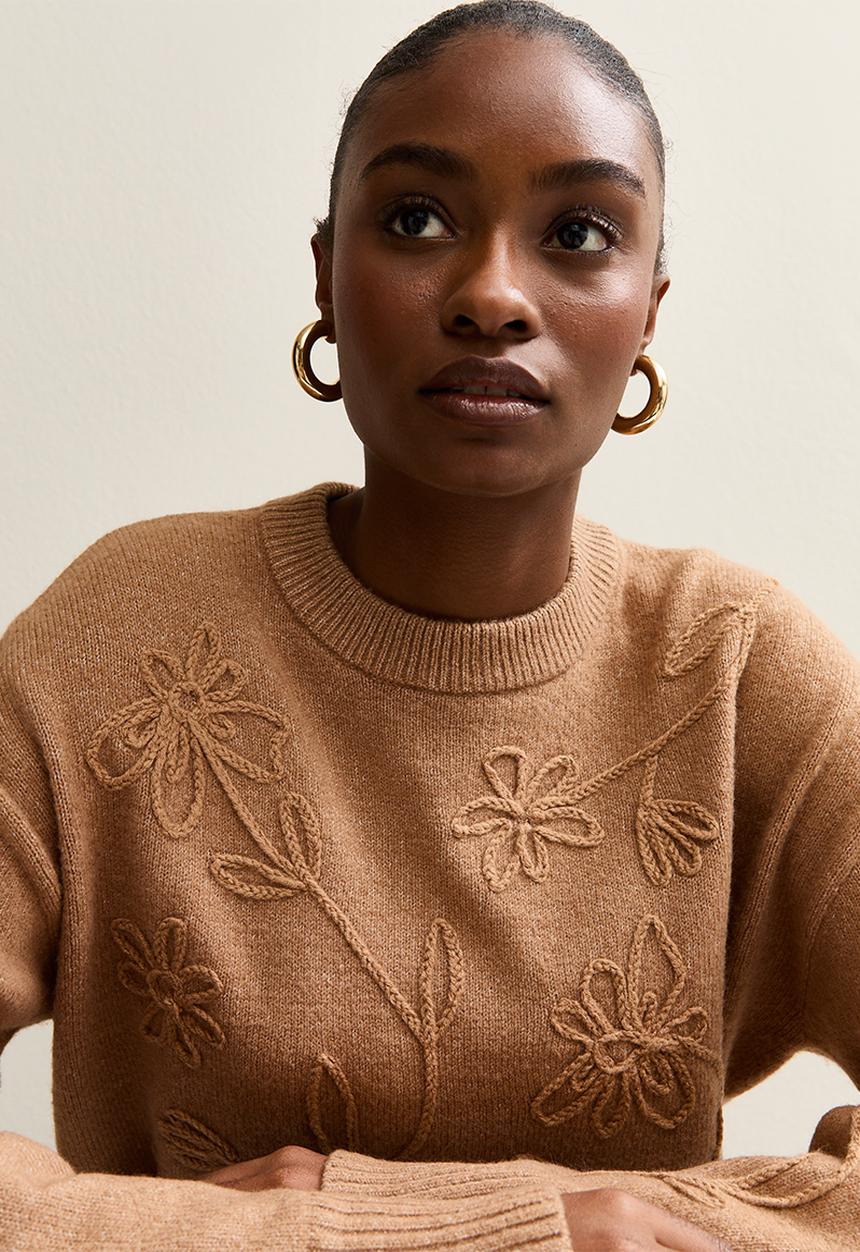 New Look - Floral chan jumper - camel