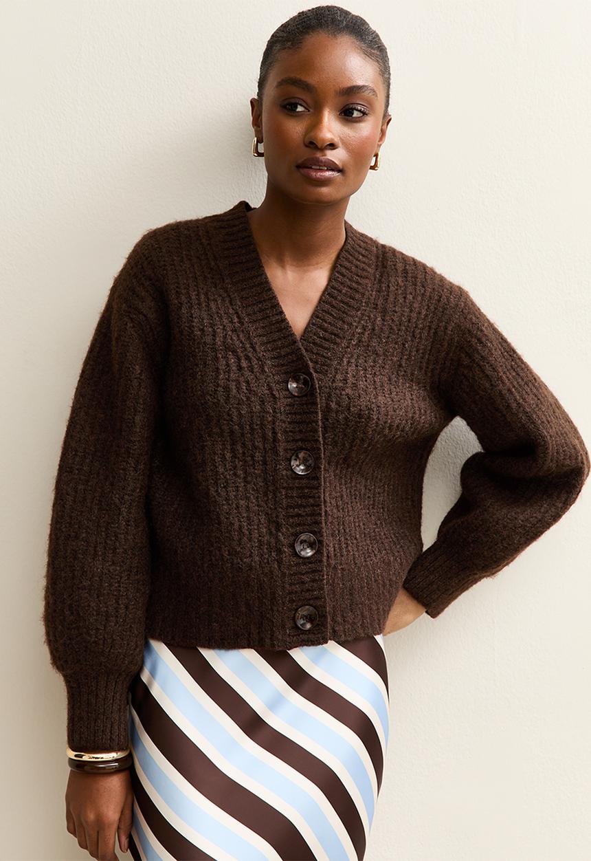 トップス DIANTE LOW GAUGE CABLE CARDIGAN Cable cardigan - dk brown