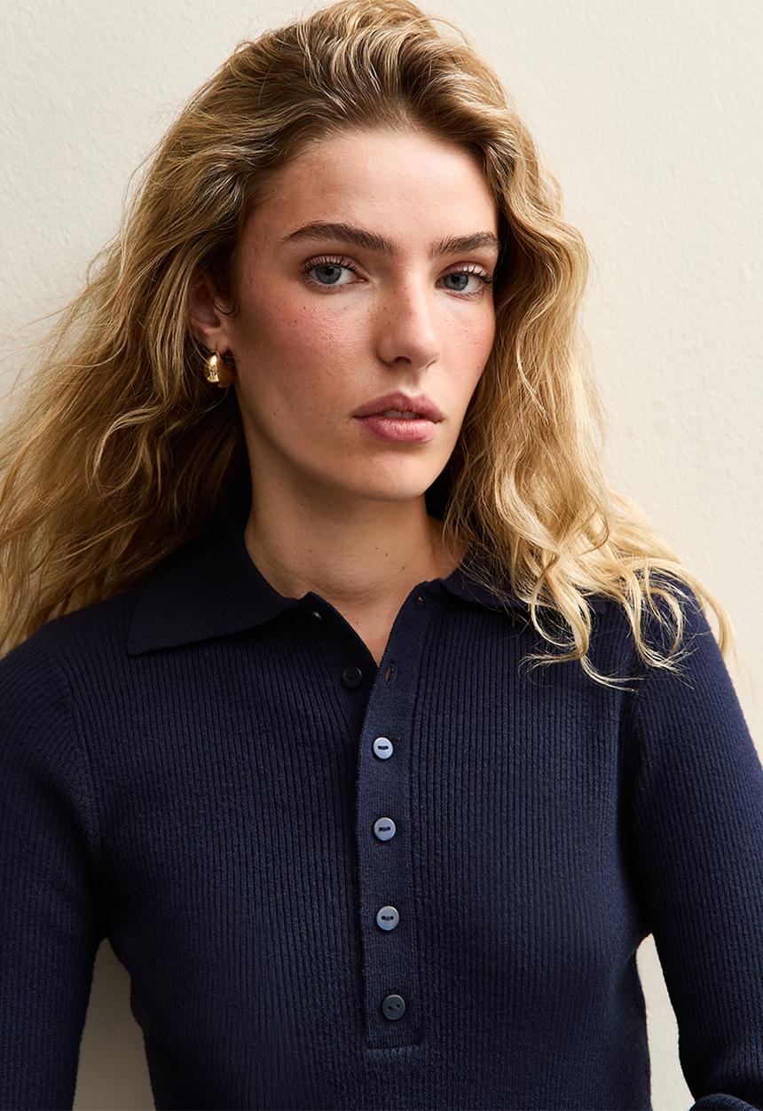 New Look - Mock shell collar henly - navy