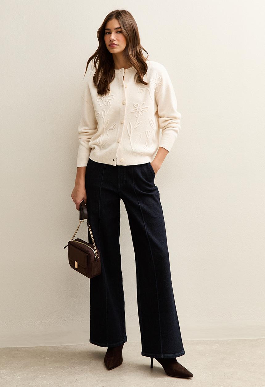 New Look - Floral chain cardigan - cream