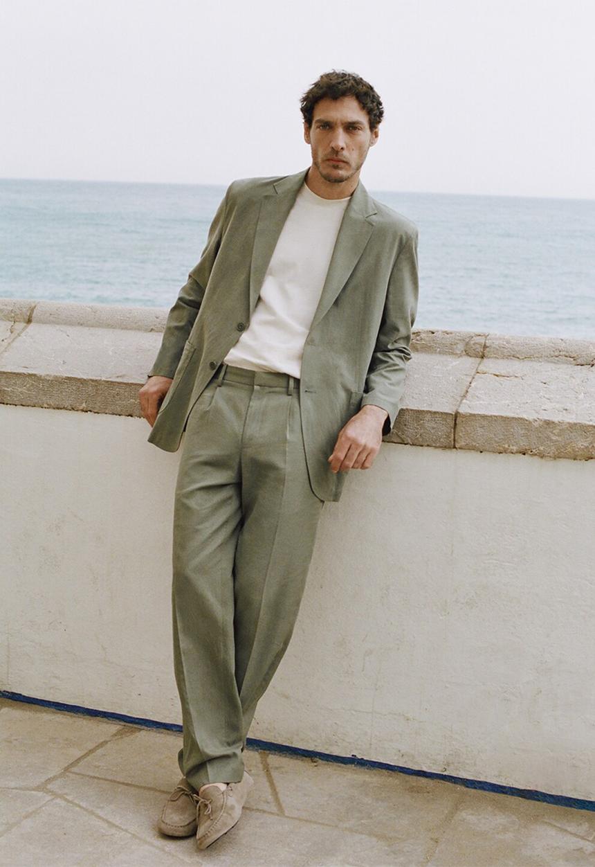 MANGO - Trousers Delave - Green