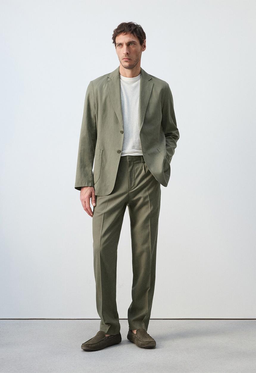 MANGO - Trousers Delave - Green
